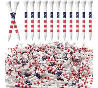 Mudder 3-1/4 Inch Golf Tees Bamboo Golf Tees Bulk Long Patriotic Golf Tees USA American Flag Golf Tees Red White and Blue Golfing Tees for Men Women Kids(600 Pcs, Chic)