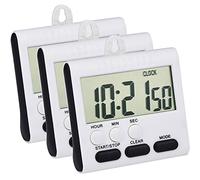 Mudder 3 Pack Magnetic Digital Kitchen Timer 24 Hours Clock Timer with Loud Alarm and Big Screen (Black)