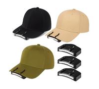 Mudder 3 Pcs Baseball Cap with Lights Clip on 11 LED Hat Headlamp Battery Powered LED Hat Brim Lamp Ultra Bright Flashlight(Black, Beige, Army Green)