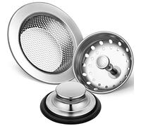 Mudder 3 Pcs Stainless Steel Universal Anti-Clogging Kitchen Sink Filter - Wide Rim Plug, Sieve Basket Strainer for Sink Drain (Silver)