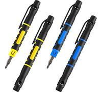 Mudder 4 Pieces 4 in 1 Pen Screwdriver Set, Black, Flat, Phillips, 3 mm, 4 mm, Portable, Durable, Small Device Repair, Electronics, Eyewear