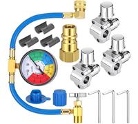 Mudder R134a Refrigerant Recharge Kit BPV31 Bullet Piercing Valve, Hose Refrigerant Can Tap with Gauge R134a Can to R12/r22 Port 1/2 and Universal Retrofit Valve with Dust Cap(Classic,Rainbow)