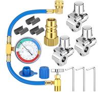 Mudder R134a Refrigerant Recharge Kit BPV31 Bullet Piercing Valve, Hose Refrigerant Can Tap with Gauge R134a Can to R12/r22 Port 1/2 and Universal Retrofit Valve with Dust Cap(Classic,Colorful)