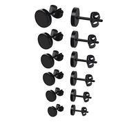 Mudder Stainless Steel Stud Earrings Set, 3 mm to 8 mm, 6 Pairs