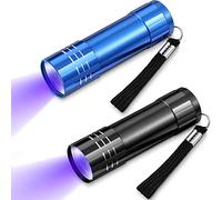 Mudder UV Torch 2 Pieces 9 LED Blacklight Detector Handheld Pocket Portable Black Light Torches Mini Flashlight Pet Urine Detectors for Dog Cat Bed Dry Stains, Battery Not Included, (Mini Lampe-2909)