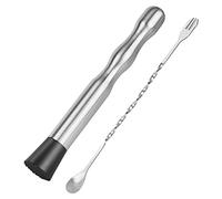 Muddler for Cocktails Bar Spoon - Vaincre 2PCS 9" Muddler and 10” Bar Spoon Cocktail Mixing Spoon, Stainless Steel Cocktail Muddler Long Drink Stirrer Bartender Spoon Cocktail Gifts for Mojitos Drinks