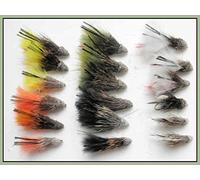 Muddler Minnow Trout flies, 18 Pack, 6 Colours, Mixed Size 8/10/12, Fly Fishing