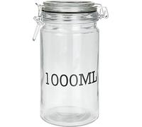 Muddy Hands 1000ml Glass Storage Jar with Lid Clip Top Airtight Kitchen Food Fermenting Preserving Container