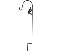 Muddy Hands 100cm Tall Heavy Duty Metal Bird Design Shepherds Crook Hook Stake for Hanging Garden Lights, Battery or Solar Lanterns, Bird Feeders, Plant Baskets