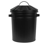 Muddy Hands 15 Litre Small Metal Bin with Lid Recycling Rubbish Waste Paper Dustbin (Black)