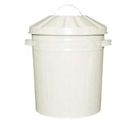 Muddy Hands 15 Litre Small Metal Bin with Lid Recycling Rubbish Waste Paper Dustbin (Cream)