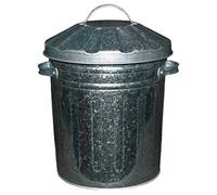 Muddy Hands 15 Litre Small Metal Bin with Lid Recycling Rubbish Waste Paper Dustbin (Galvanised)