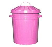 Muddy Hands 15 Litre Small Metal Bin with Lid Recycling Rubbish Waste Paper Dustbin (Pink)