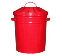 Muddy Hands 15 Litre Small Metal Bin with Lid Recycling Rubbish Waste Paper Dustbin (Red)