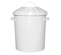 Muddy Hands 15 Litre Small Metal Bin with Lid Recycling Rubbish Waste Paper Dustbin (White)