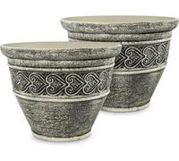 Muddy Hands 20 Litre Large Outdoor Plant Pot Stone Effect Garden Planter - Heavy Duty Weatherproof Round Plastic Flower Pot with Drainage Holes for Patio, Flowers, Shrubs & Small Trees (Granite)