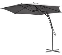Muddy Hands 3m Large Light Grey Overhanging Parasol - Outdoor Garden Patio Sun Shade Canopy Banana Umbrella