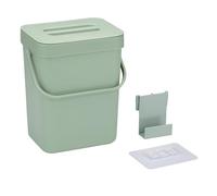 Muddy Hands 5 Litre Hanging Kitchen Bin with Lid & Handle, Wall Mounted Small Waste Bin, Over Door Cupboard Rubbish Bin, Space Saving Bathroom Food Waste Caddy, Fixings Included (5 Litre, Green)