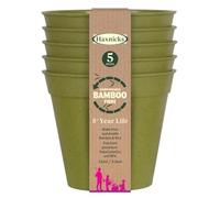 Muddy Hands 5 Pack 4-Inch Bamboo Fibre Plant Pots with Saucers - Indoor & Outdoor Eco-Friendly Planters - Sustainable, Durable & Compostable Plant Pots for Home, Office & Garden (Sage Green, 6 Inch)