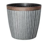 Muddy Hands 52 Litre Large Garden Planter Pot with Drainage Hole - Galvanised Ribbed Design Plastic Plant Pot with Copper Rim - Outdoor Flower Pot for Trees, Shrubs & Patio Plants