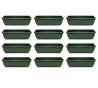 Muddy Hands 60cm Green Trough Planters - Long Plastic Window Box Plant Pots for Outdoor Garden, Patio, Balcony, Flowers, Herbs & Vegetables (12)