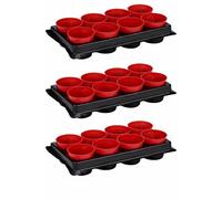 Muddy Hands 8 x 6cm Pot Shuttle Tray (Pack of 3) - Seed Starting Plant Pot Carrier with 8 Pots Each - Garden Propagation & Transport Tray