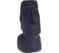 Muddy Hands Anthracite Easter Island Head Garden Ornament - 40cm Tall Moai Statue - Weather Resistant Stone Effect Sculpture for Outdoor or Indoor Décor