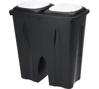 Muddy Hands Black Duo Double Bin 50 Litre Twin 2 Section Compartment Kitchen Recycling Rubbish Dustbin