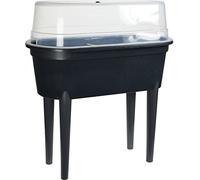 Muddy Hands Black Plastic Large Plant Pot with Lid Outdoor Garden Tall Planter Grow Table Stand Raised Bed (Made from Recycled Plastic)