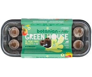 Muddy Hands Botanin Jiffy Mini Greenhouse with 12 Peat Free Coco Coir Soil Compost Pellets - Propagator Seed Tray with Lid - Plant Seedling Germination Growing Starting Tray