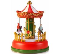Muddy Hands Christmas Carousel Decoration with Horses - Battery Powered LED Multicolour Lights & Rotating Movement - Festive Musical Merry-Go-Round Ornament for Home Holiday Décor