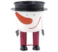 Muddy Hands Christmas Santa Snowman Reindeer Metal Tin Plant Pots Planters Cover Stand Holder Xmas Storage Bucket Decoration (Snowman)