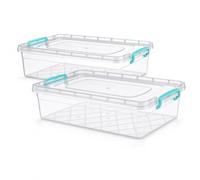 Muddy Hands Clear Plastic Storage Boxes with Secure Locking Lids, BPA-Free Food Grade, Freezer and Microwave Safe, Stackable Home and Office Organisers - Pack of 2, 9 Litre
