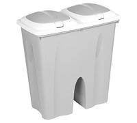 Muddy Hands Duo Double Bin 50 Litre Twin 2 Section Compartment Kitchen Recycling Rubbish Dustbin (Grey)