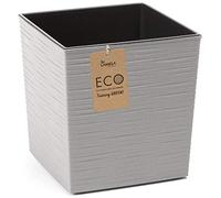 Muddy Hands Eco Friendly Chisel Plant Pot Indoor Home Outdoor Garden Square Flower Planter - Made from Recycled Plastic & Wood (Square Large, Grey)