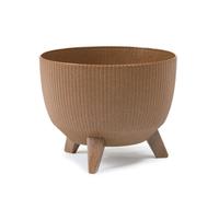Muddy Hands Eco Friendly Decorative Bowl Plant Pot with Legs Indoor Home Outdoor Garden Round Flower Planter Stand Holder Cover - Made from Recycled Plastic & Wood (Brown, 29cm)