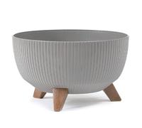 Muddy Hands Eco Friendly Decorative Oval Plant Pot with Legs Indoor Home Outdoor Garden Large Flower Planter Stand Holder Cover - Made from Recycled Plastic & Wood (Grey)