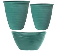 Muddy Hands Eco Friendly Flow Lagoon Teal Plant Pot Indoor Home Outdoor Garden Flower Tree Plastic Planter (Made from Recycled Plastics) (Set of 3)