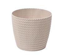 Muddy Hands Eco Friendly Knitted Plant Pot Indoor Home House Outdoor Garden Herb Succulent Cacti Cactus Flower Planter - Made from Recycled Plastic & Wood (Ø Diameter 11cm, White)