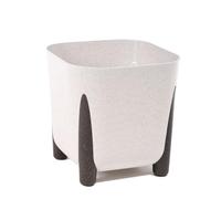 Muddy Hands Eco Friendly Plant Pot with Legs Indoor Home Outdoor Garden Square Decorative Flower Planter Holder Cover - Made from Recycled Plastic & Wood (White, 26cm)