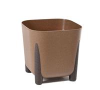 Muddy Hands Eco Friendly Plant Pot with Legs Indoor Home Outdoor Garden Square Decorative Flower Planter Holder Cover - Made from Recycled Plastic & Wood (Brown, 21cm)