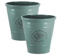 Muddy Hands Green Small Large Olive Plastic Plant Pot Decorative Outdoor Garden Flower Herb Tree Planter (2, 34 Litre)