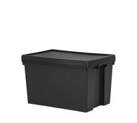 Muddy Hands Heavy Duty Recycled Plastic Storage Box with Lid - Black - Stackable, Durable, Industrial Strength Storage Container for Home, Garage, and Office (62 Litre)