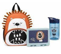 Muddy Hands Kids Backpack, Lunch Box & Water Bottle Set, Children’s School Bag with BPA-Free Drinks Bottle, Nursery & Preschool Rucksack for Boys & Girls, Lion & Zebra Design