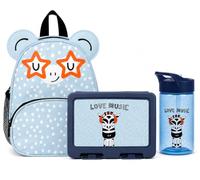 Muddy Hands Kids Backpack, Lunch Box & Water Bottle Set, Children’s School Bag with BPA-Free Drinks Bottle, Nursery & Preschool Rucksack for Boys & Girls, Zebra Design