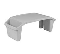 Muddy Hands Large Plastic Bed Tray Breakfast Lunch Dinner Lap Serving TV Table Cup Slot Laptop Notebook Desk (Grey)