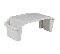 Muddy Hands Large Plastic Bed Tray Breakfast Lunch Dinner Lap Serving TV Table Cup Slot Laptop Notebook Desk (Cream)
