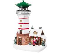 Muddy Hands Light-Up Christmas Lighthouse Decoration with Santa Figurine - Festive LED Winter Village Ornament, Battery Operated, Holiday Tabletop Display, Christmas Home Décor Gift