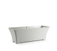 Muddy Hands Long Rattan Trough Plant Pot Outdoor Garden Flower Herb Plastic Planter Window Box (Cream, 66cm)