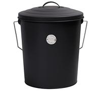 Muddy Hands Metal Bucket with Lid Carry Handle & Scoop - Storage Container for Wild Bird Seed Pet Dog Cat Food Animal Feed (Black)